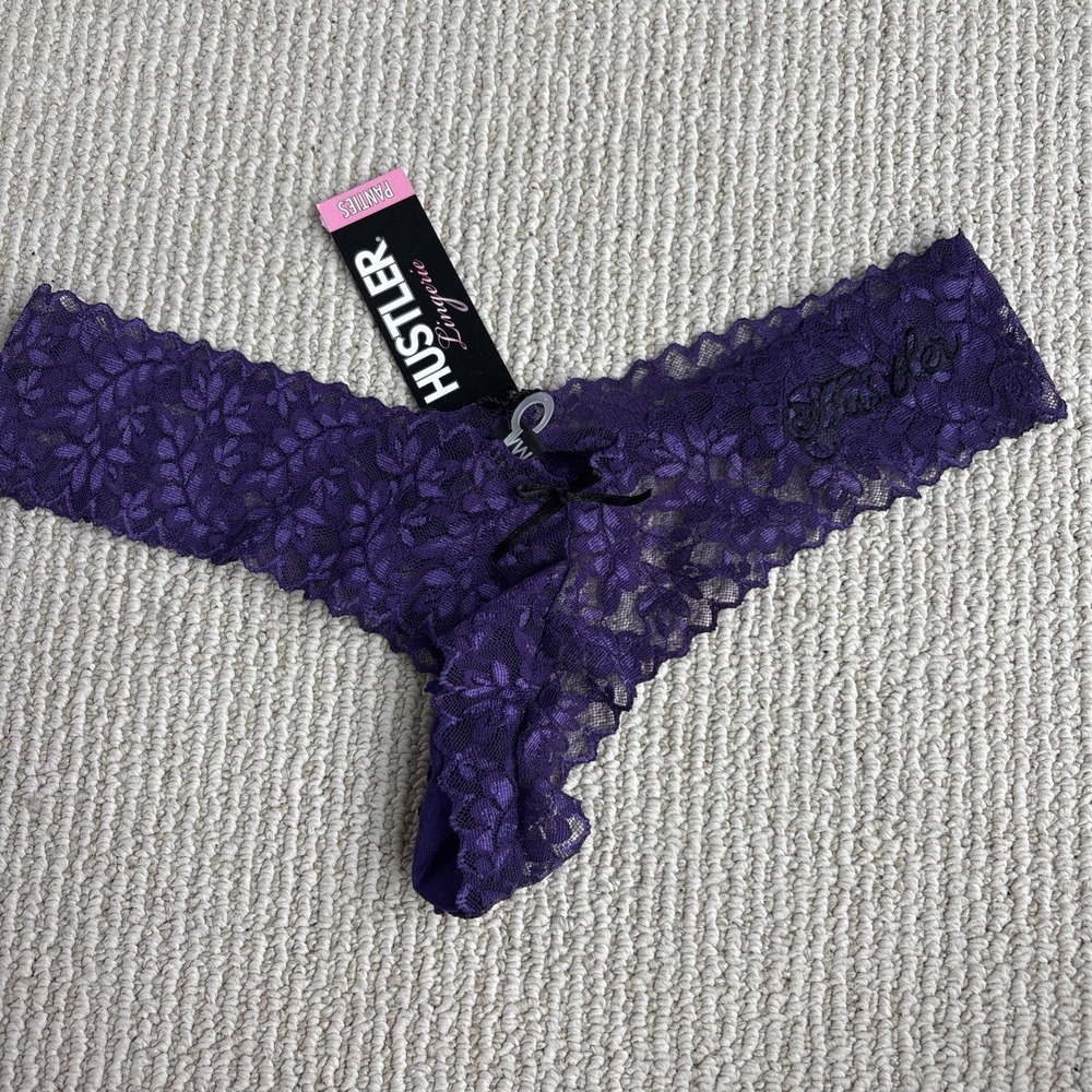 Hustler Slim Lace Solid Color Embroidery Women's Lace Thong Pantie